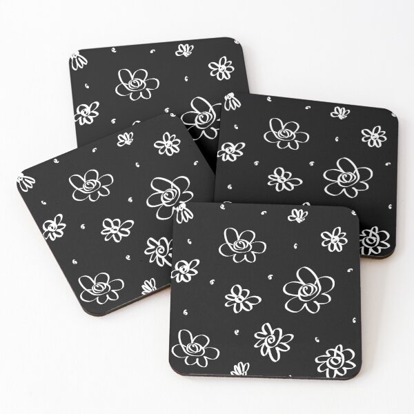 Item preview, Linguine Flowers White on Black designed and sold by foft.