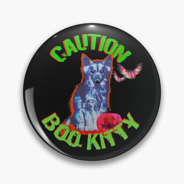 Item preview, Kopie von Cute Halloween Cat Caution Boo Kitty Pumpkin Bats designed and sold by Toffy2222.