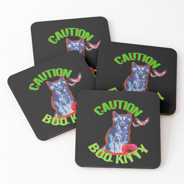 Item preview, Kopie von Cute Halloween Cat Caution Boo Kitty Pumpkin Bats designed and sold by Toffy2222.