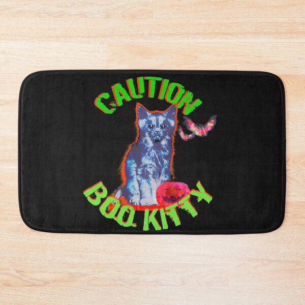 Item preview, Kopie von Cute Halloween Cat Caution Boo Kitty Pumpkin Bats designed and sold by Toffy2222.