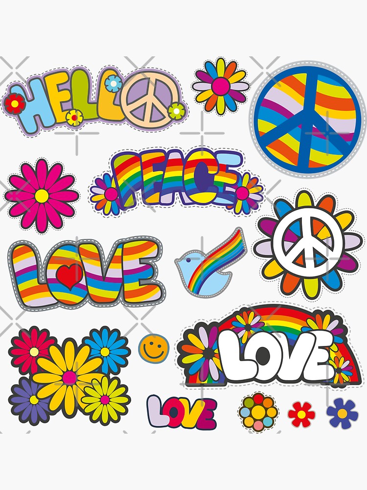 Psychedelic Hippy Retro Peace Sticker For Sale By Ismailalrawi