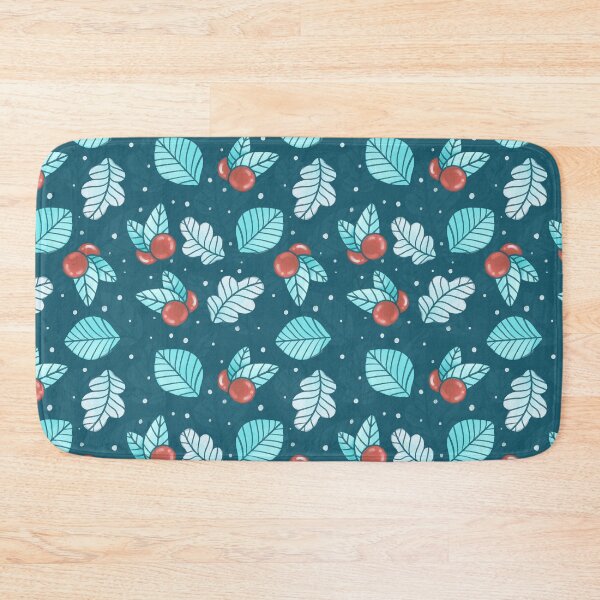 Item preview, Festive Nordic Holiday Floral Pattern with Leaves and Lingonberries designed and sold by evybenita.