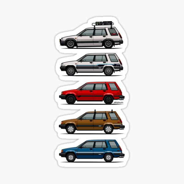 Stack Of Toyota Tercel Sr5 4wd Al25 Wagons Sticker