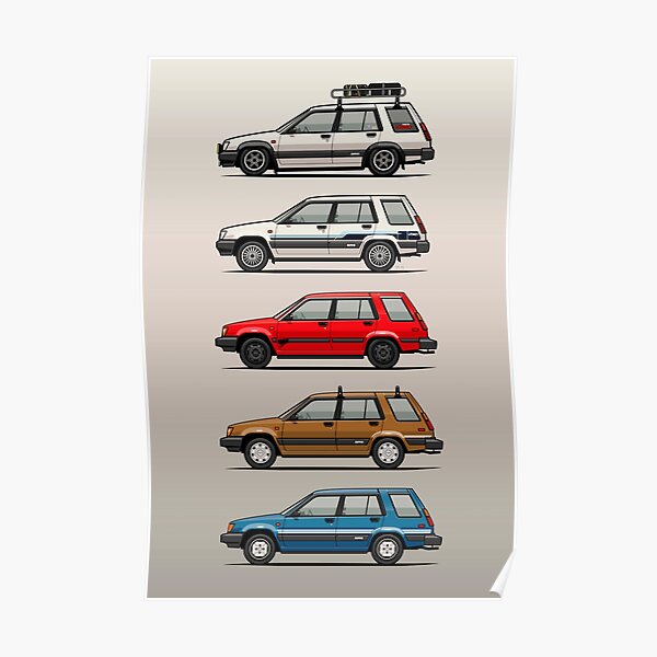 Stack Of Toyota Tercel Sr5 4wd Al25 Wagons Poster