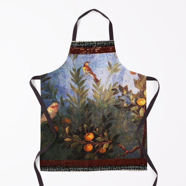 Item preview, ANTIQUE ROMAN WALL PAINTING Flower Garden Flying Birds Over Quince Trees designed and sold by BulganLumini.