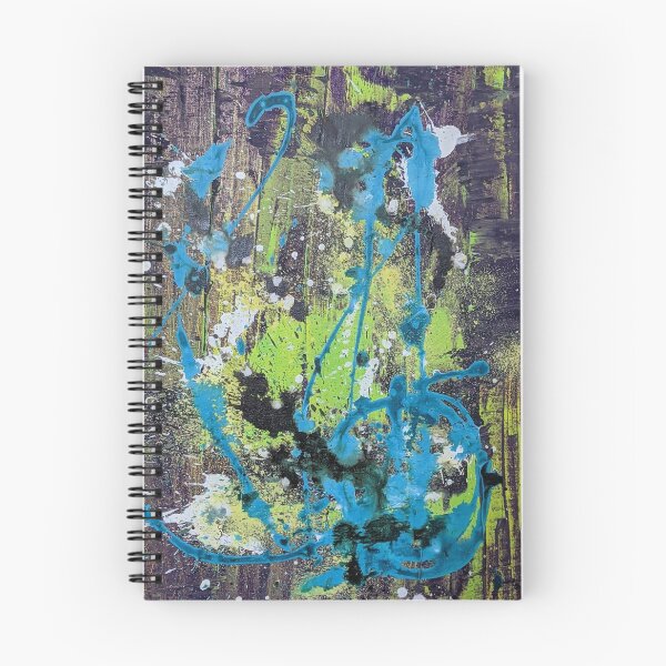 Aperçu de l'œuvre Art acrylique abstrait éclaboussures de grunge vert foncé et violet créée et vendue par snowpinecone.