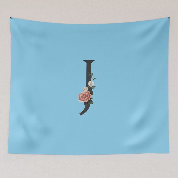Item preview, Black On Blue Monogram Letter J | Floral Alphabet designed and sold by SerendipityNow.