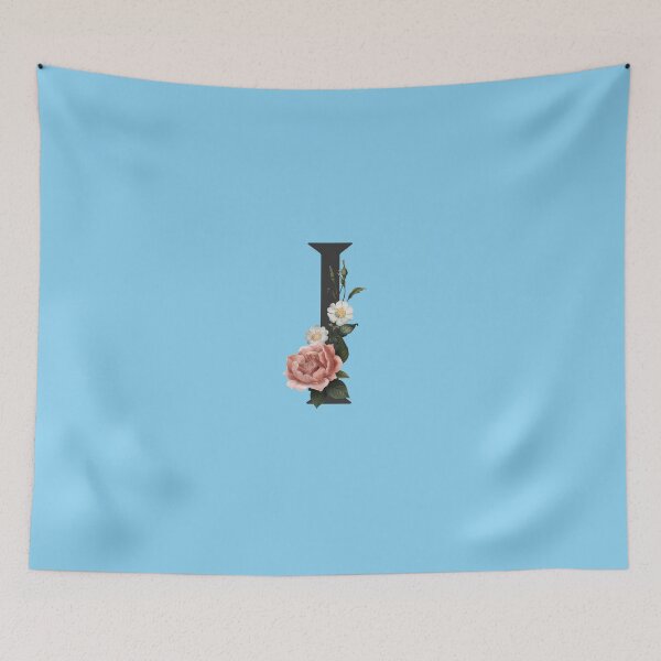 Item preview,  Black On Blue Monogram Letter I | Floral Alphabet designed and sold by SerendipityNow.