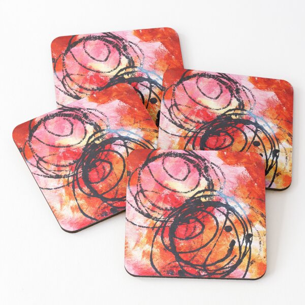 Item preview, Modern Hand Painted Abstract Art Red Pink Orange designed and sold by NancyMerkle.