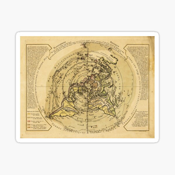 North Pole Centered World Map (1756) Sticker