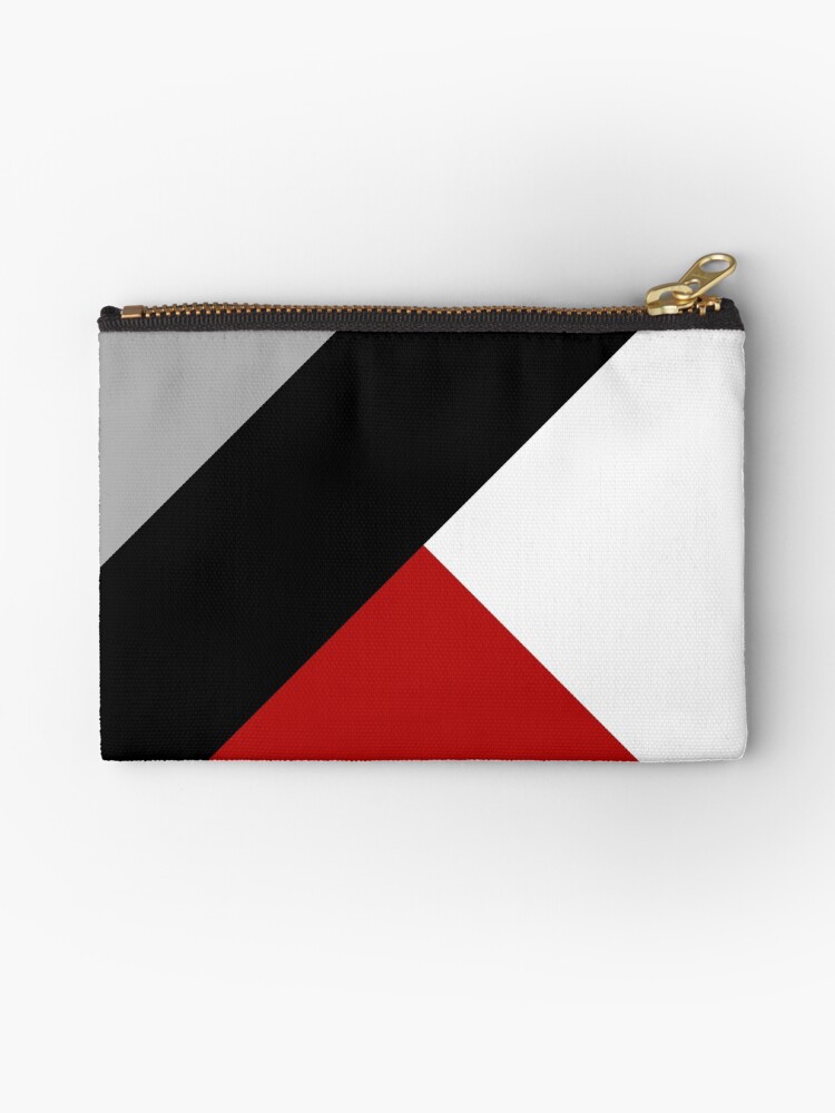 Thumbnail 1 of 4, Zipper Pouch, Black diagonal stripe with triangles designed and sold by BattaAnastasia.