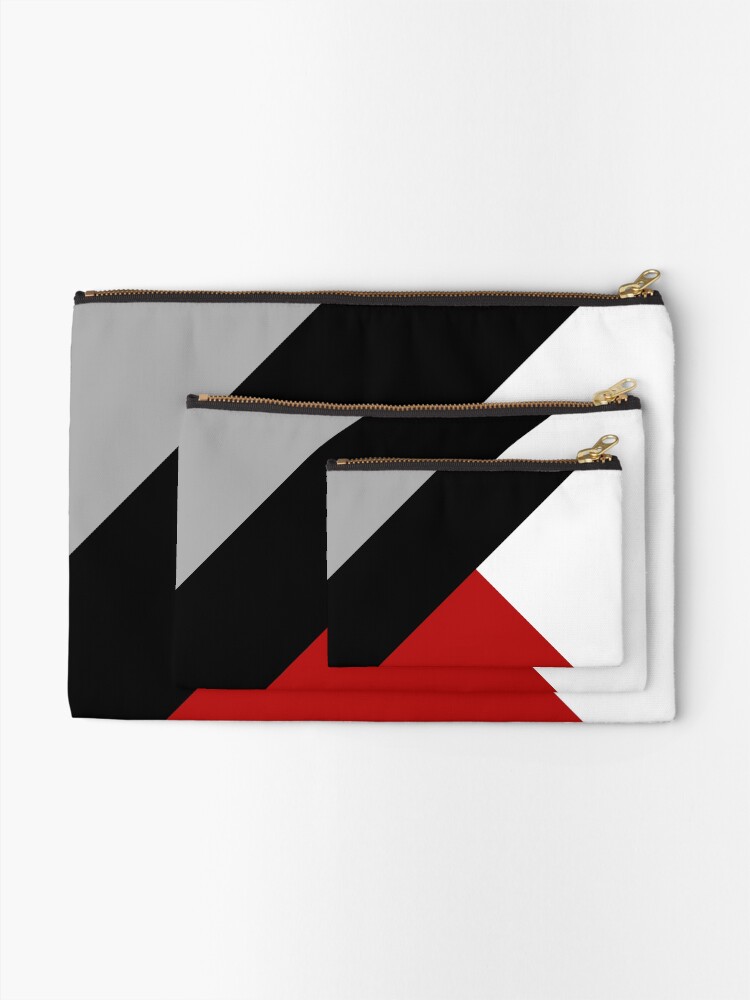 Thumbnail 2 of 4, Zipper Pouch, Black diagonal stripe with triangles designed and sold by BattaAnastasia.