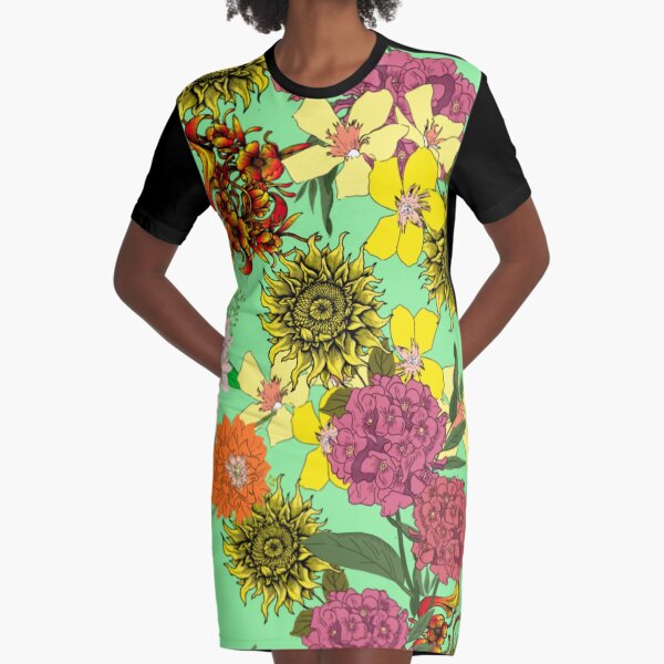 Beautiful Floral design Graphic T-Shirt Dress