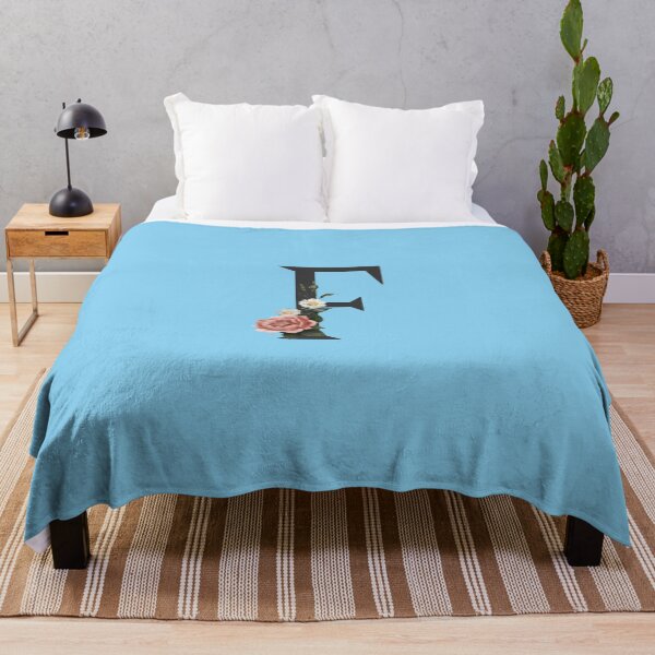 Item preview, Black On Blue Monogram Letter F | Floral Alphabet designed and sold by SerendipityNow.