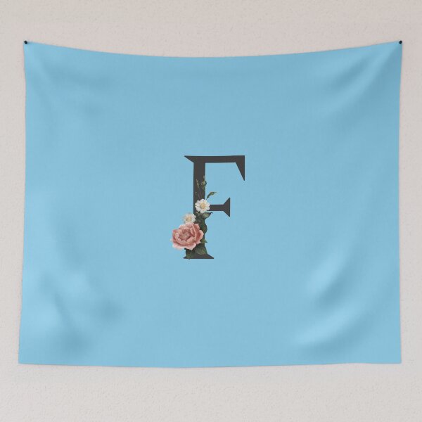 Item preview, Black On Blue Monogram Letter F | Floral Alphabet designed and sold by SerendipityNow.