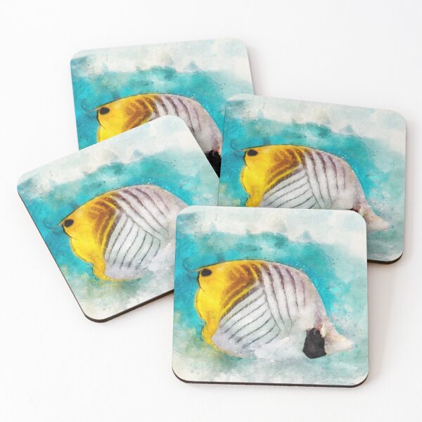 Item preview, Hawaiian threadfin butterflyfish coral reef fish  designed and sold by SilverSpiral.