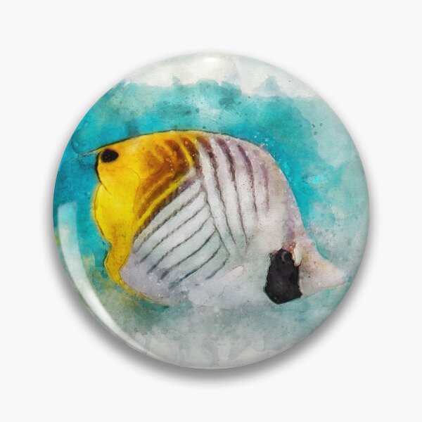 Item preview, Hawaiian threadfin butterflyfish coral reef fish designed and sold by SilverSpiral.