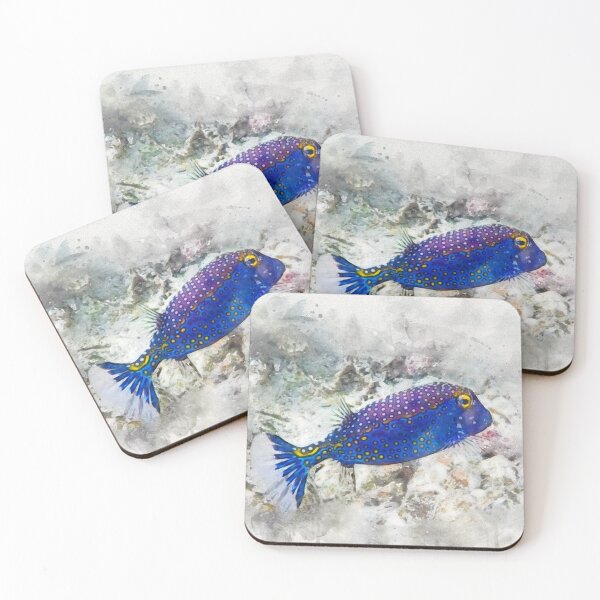 Item preview, Hawaiian spotted boxfish coral reef fish designed and sold by SilverSpiral.