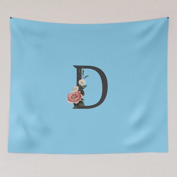 Item preview, Black On Blue Monogram Letter D | Floral Alphabet designed and sold by SerendipityNow.