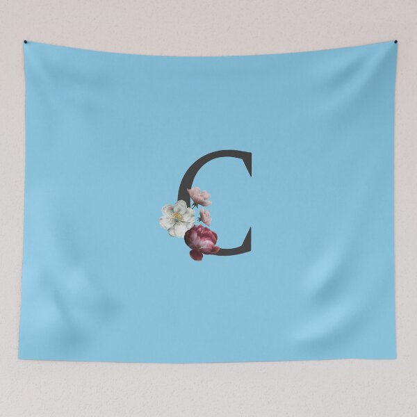 Item preview, Black On Blue Monogram Letter C | Floral Alphabet designed and sold by SerendipityNow.