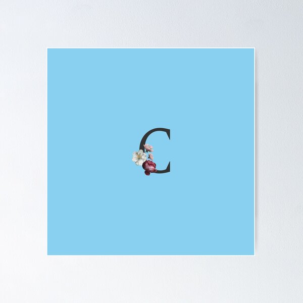 Item preview, Black On Blue Monogram Letter C | Floral Alphabet designed and sold by SerendipityNow.