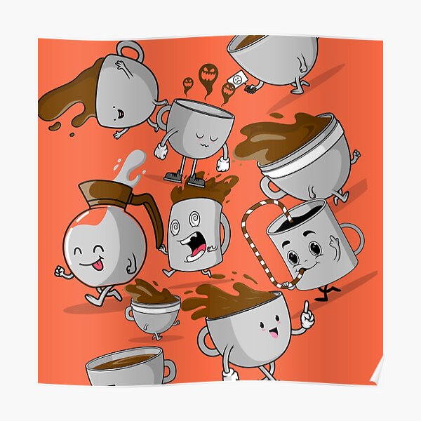 Funny Coffee Cups Poster