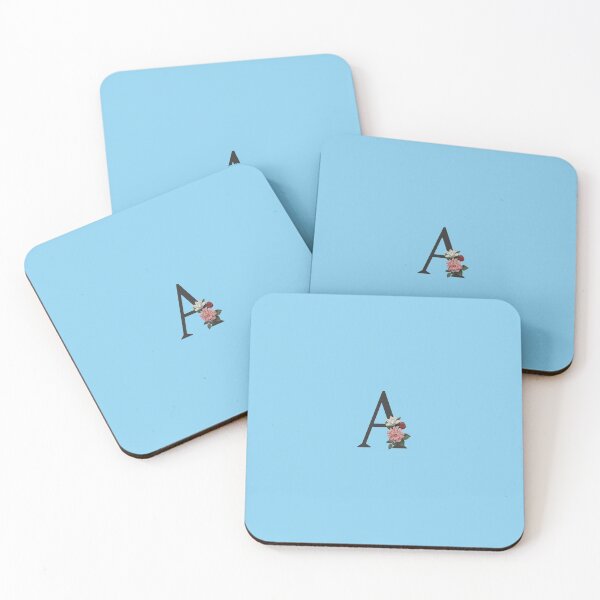 Artikelvorschau, Schwarz auf Blau Monogramm Buchstabe A | Blumenalphabet entworfen und verkauft von SerendipityNow.