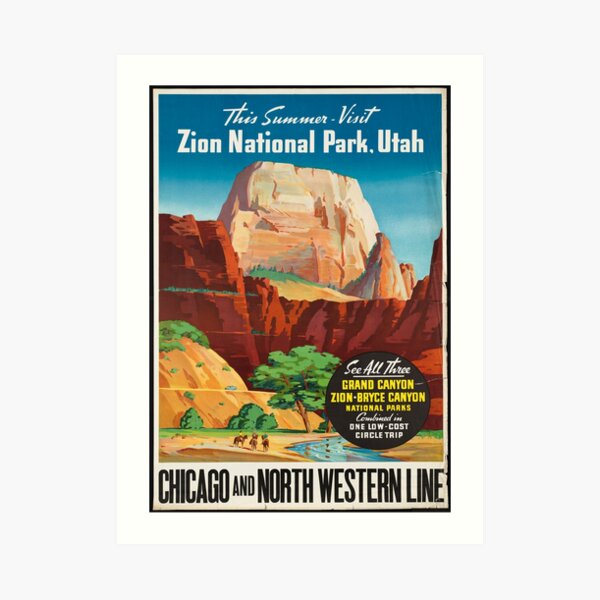 Vintage Travel Poster: Zion National Park Art Print