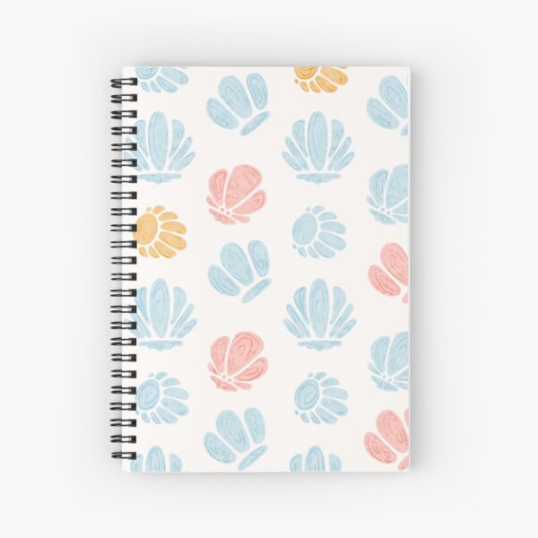 Beachy Pastel Seashells Minimalist Design Spiral Notebook