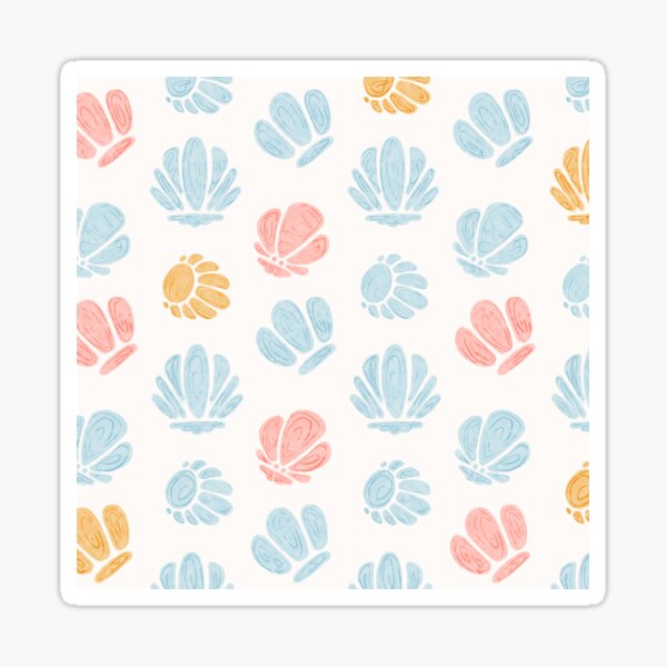 Beachy Pastel Seashells Minimalist Design Sticker