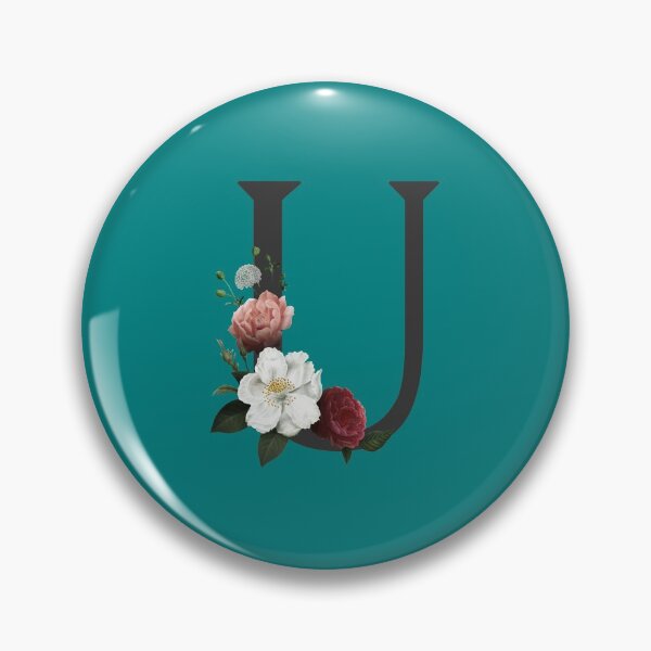 Item preview, Black On Teal Monogram Letter U | Floral Alphabet designed and sold by SerendipityNow.