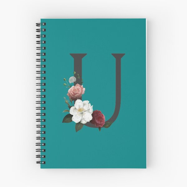 Item preview, Black On Teal Monogram Letter U | Floral Alphabet designed and sold by SerendipityNow.