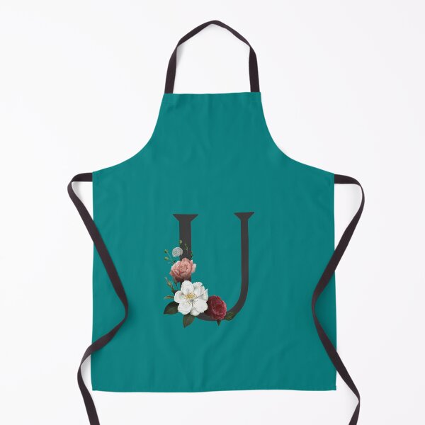 Item preview, Black On Teal Monogram Letter U | Floral Alphabet designed and sold by SerendipityNow.