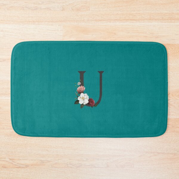 Item preview, Black On Teal Monogram Letter U | Floral Alphabet designed and sold by SerendipityNow.