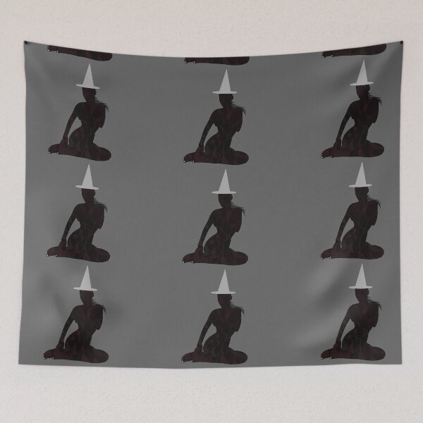 Item preview, Black sensual silhouette of witch with white Halloween hat designed and sold by BV-creas.