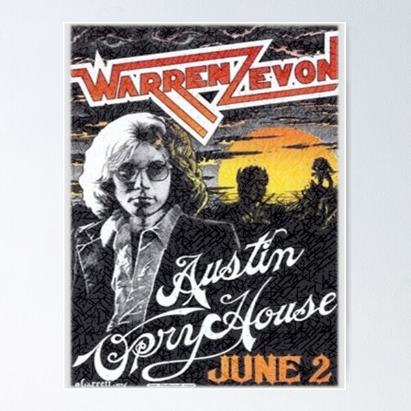 Item preview, Warren Zevon Vintage Concert Poster at the Austin Opry House designed and sold by robinhoodcomic.