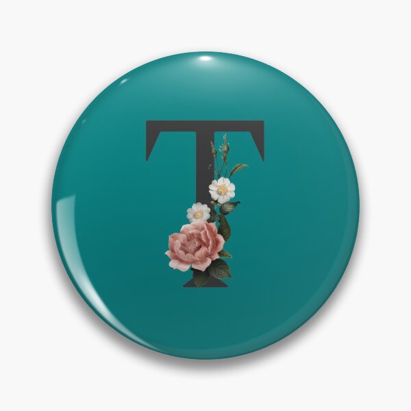 Item preview, Black On Teal Monogram Letter T | Floral Alphabet designed and sold by SerendipityNow.
