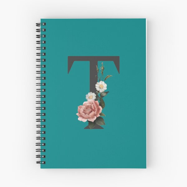 Item preview, Black On Teal Monogram Letter T | Floral Alphabet designed and sold by SerendipityNow.