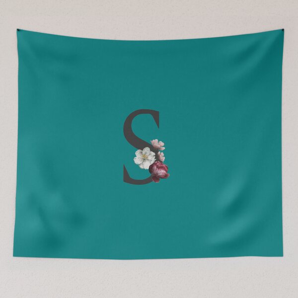 Item preview, Black On Teal Monogram Letter S | Floral Alphabet designed and sold by SerendipityNow.