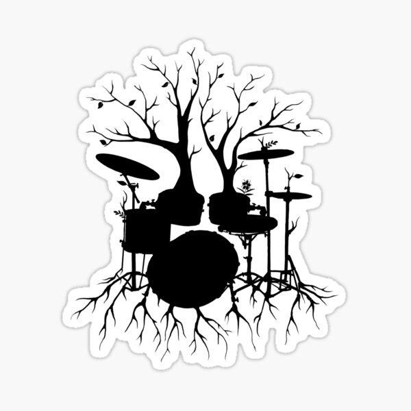 "Live the Beat to the Tempo of Creation" ~ drum tree art, version2 Sticker