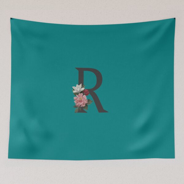 Item preview, Black On Teal Monogram Letter R | Floral Alphabet designed and sold by SerendipityNow.