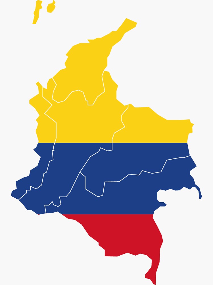 Pegatina Mapa De La Bandera De Colombia Con Regiones De Travel2nz Redbubble 9336
