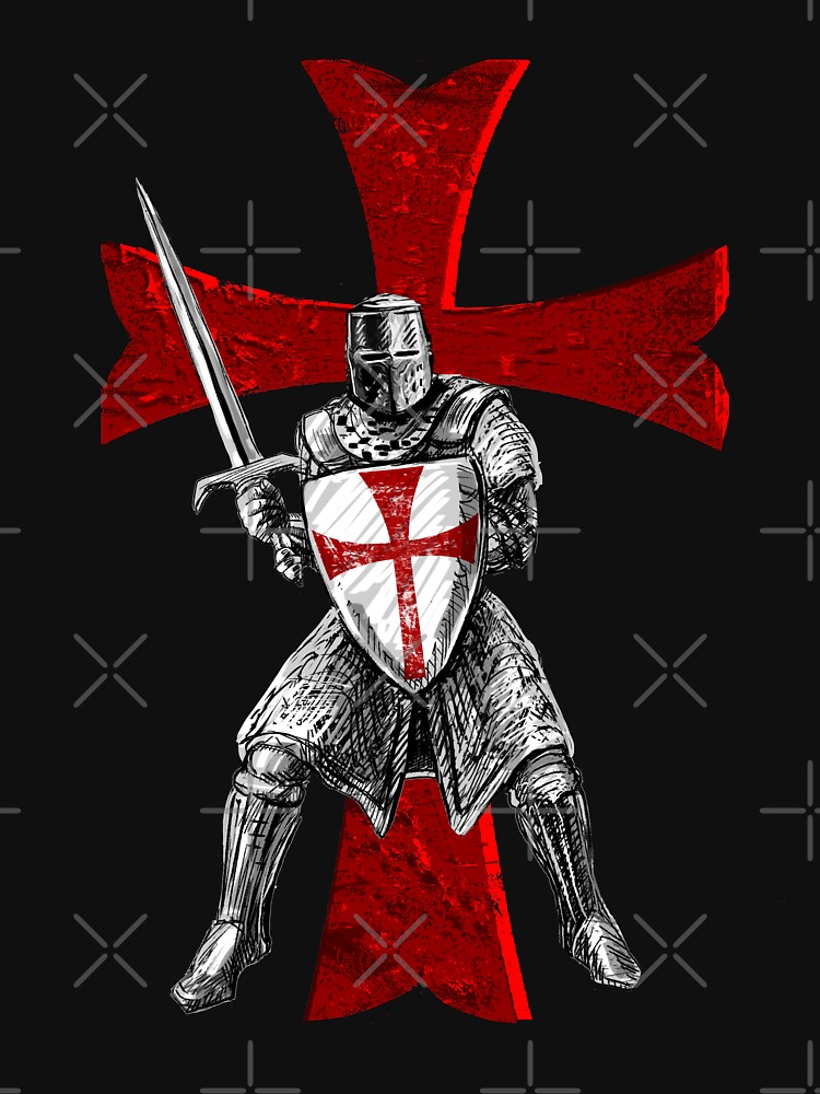 Knight Templar Holding a Sword and a Shield  Lightweight Hoodie