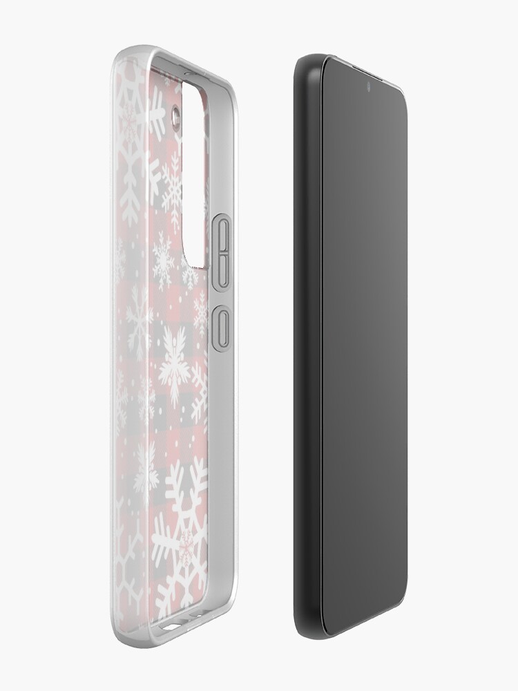 Alternate view of Christmas Snowflakes with Red and Black buffalo Plaid Pattern Samsung Galaxy Phone Case
