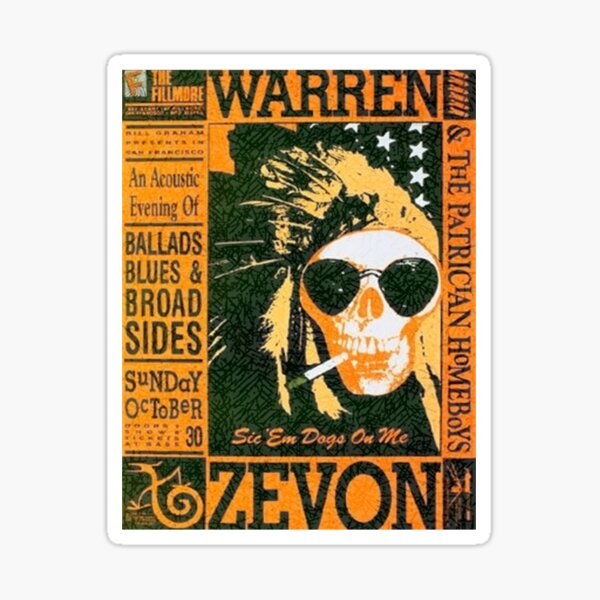 Warren Zevon Vintage Concert Poster: Ballads, Blues & Broadsides Sticker