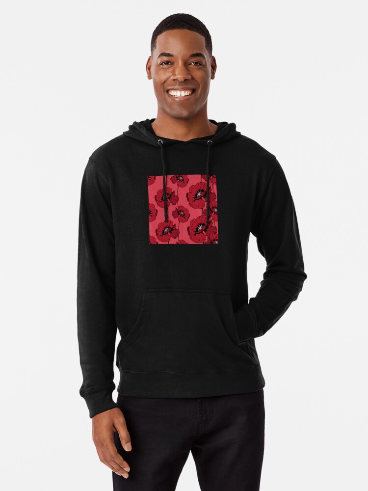 Discover Remembrance Day Poppy Pattern Collection Lightweight Hoodie