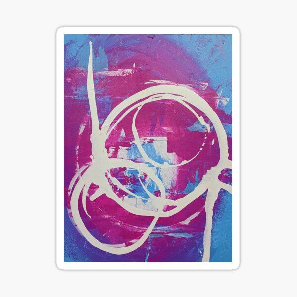 Pink White and Blue Abstract Circles Acrylic Art Sticker