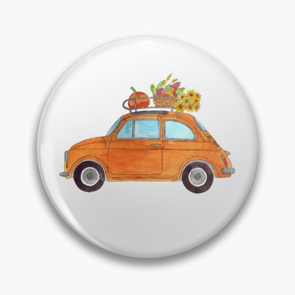 Item preview, Orange Retro Fiat 500 with pumpkins designed and sold by portosabbia.