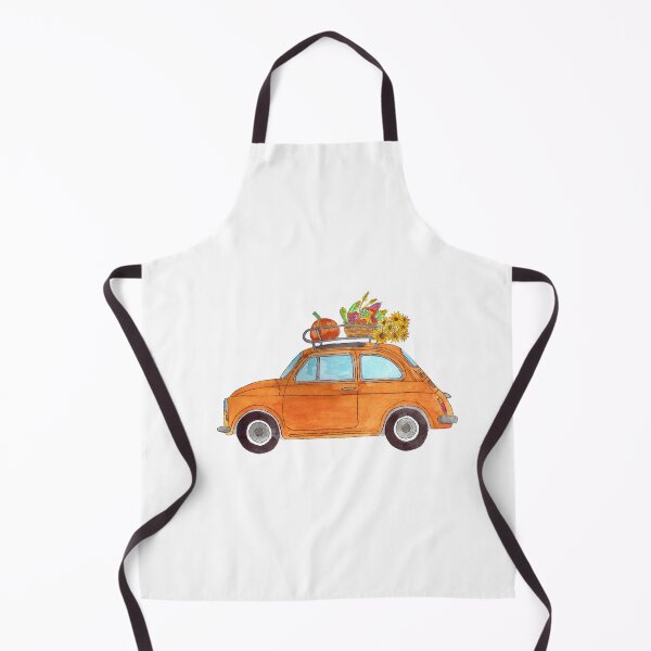 Item preview, Orange Retro Fiat 500 with pumpkins designed and sold by portosabbia.