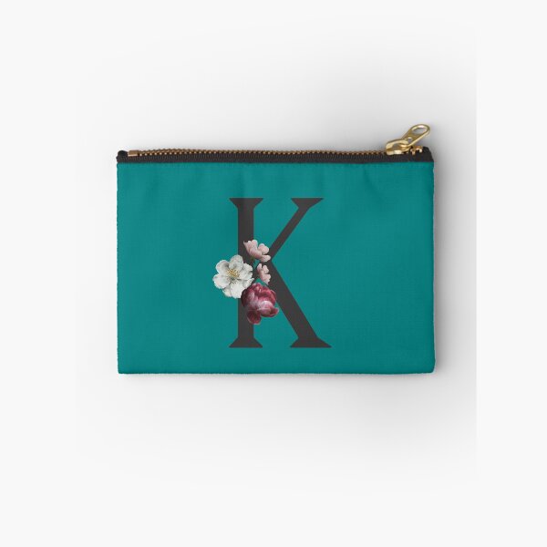 Item preview, Black On Teal Monogram Letter K | Floral Alphabet designed and sold by SerendipityNow.